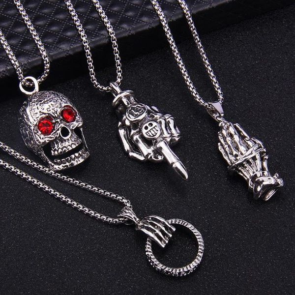 pendant necklaces vintage punk hip hop skull necklace jewelry on the neck male gift boyfriend accessories wholesale items, Silver
pendant necklaces vintage punk hip hop skull necklace jewelry on the neck male gift boyfriend accessories wholesale items, Silver