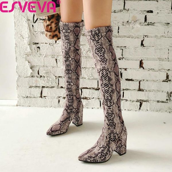 boots esveva 2021 square heel women shoes autumn winter fashion pointed toe short zipper slip on over the knee size 34-42, Black
boots esveva 2021 square heel women shoes autumn winter fashion pointed toe short zipper slip on over the knee size 34-42, Black