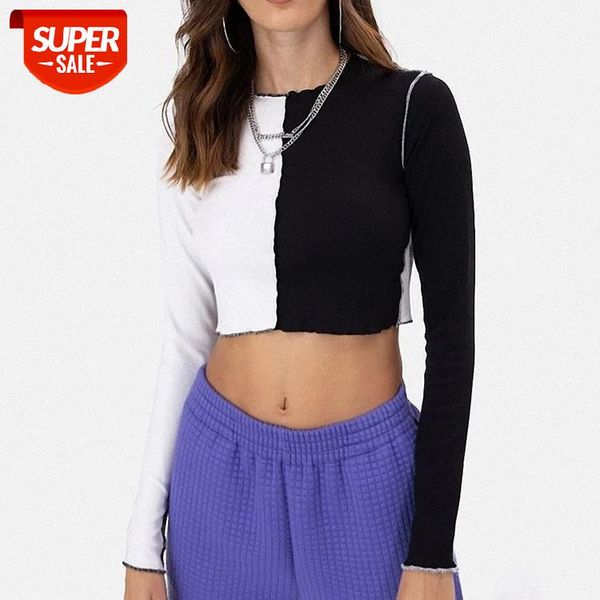 color block patchwork slim crop women spring long sleeve round neck t-shirt stylish chic casual wild daily wear shirt #c379, White
color block patchwork slim crop women spring long sleeve round neck t-shirt stylish chic casual wild daily wear shirt #c379, White
