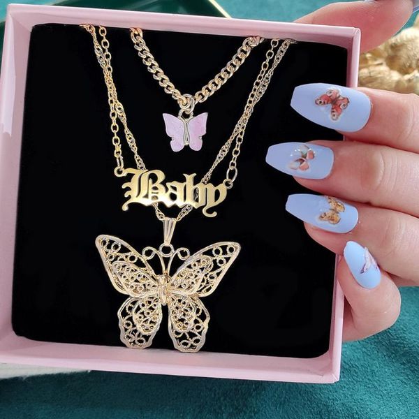 link, chain multilayer hollow big butterfly pendant necklaces for women pink sequin choker letter necklace birthday jewelry gift, Black
link, chain multilayer hollow big butterfly pendant necklaces for women pink sequin choker letter necklace birthday jewelry gift, Black