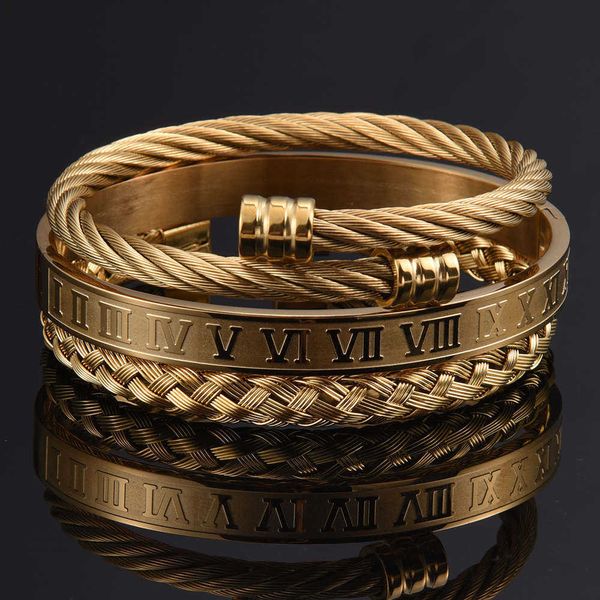 3pcs/set roman numeral men bracelet handmade stainless steel hemp rope buckle open bangles pulseira bileklik luxury jewelry, Golden;silver
3pcs/set roman numeral men bracelet handmade stainless steel hemp rope buckle open bangles pulseira bileklik luxury jewelry, Golden;silver