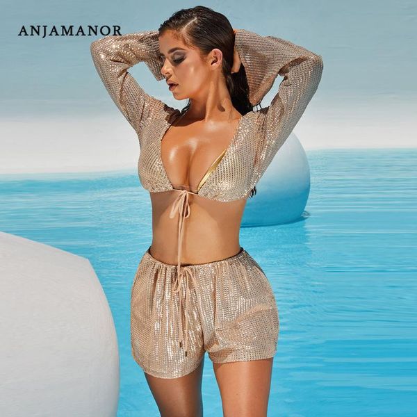 two piece dress anjamanor gold black sequins 2 set women swimsuit cover up party night club outfits matching sets plus size d37-ad80, White
two piece dress anjamanor gold black sequins 2 set women swimsuit cover up party night club outfits matching sets plus size d37-ad80, White