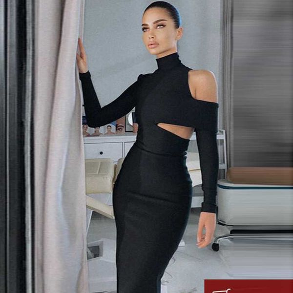 black hollow bandage dress women's long sleeve bodycon midi club celebrity evening party vestidos winter fashion 210527, Black;gray
black hollow bandage dress women's long sleeve bodycon midi club celebrity evening party vestidos winter fashion 210527, Black;gray