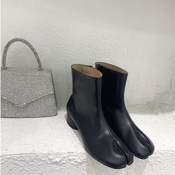 women split toe ankle boots round heels 3.5cm medium heel lady shoes woman short ninja, Black
women split toe ankle boots round heels 3.5cm medium heel lady shoes woman short ninja, Black