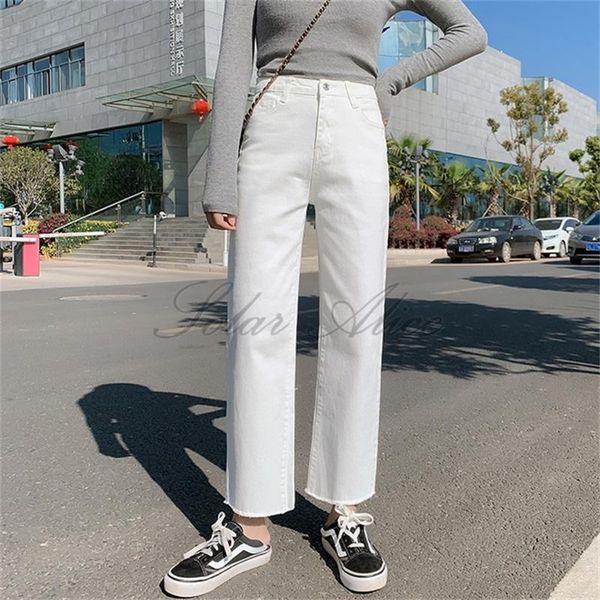 women's jeans fall 2021 ankle length straight high waist loose edge white casual pants, Blue
women's jeans fall 2021 ankle length straight high waist loose edge white casual pants, Blue