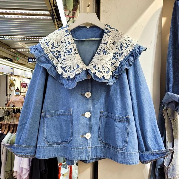 women's jackets 2021 autumn fashion jean coat detachable hollow collar long sleeve denim jacket for women street loose female coats, Black;brown
women's jackets 2021 autumn fashion jean coat detachable hollow collar long sleeve denim jacket for women street loose female coats, Black;brown