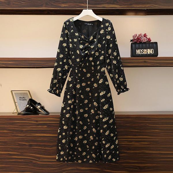 casual dresses plus size women flower print autumn french vintage flare sleeve ladies elegant vestidos korean, Black;gray
casual dresses plus size women flower print autumn french vintage flare sleeve ladies elegant vestidos korean, Black;gray