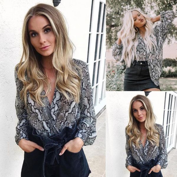 women's blouses & shirts brand arrivals women fashion v-neck snake skin print loose blouse casual long sleeved lapel clothing clot, White
women's blouses & shirts brand arrivals women fashion v-neck snake skin print loose blouse casual long sleeved lapel clothing clot, White