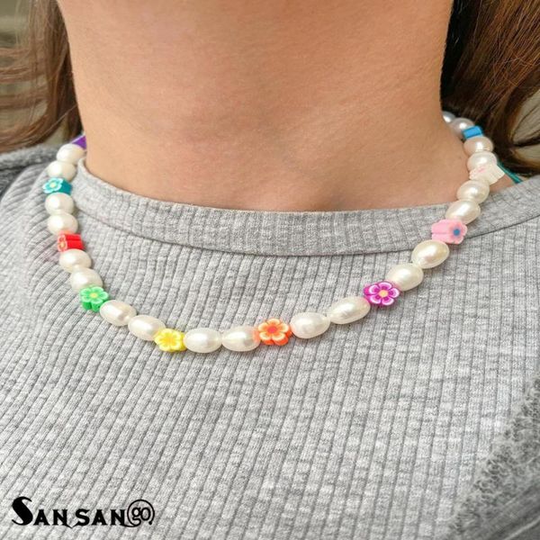 chains summer colored clay flower imitation pearl choker necklace for women cute sweet girls face beaded jewelry, Silver
chains summer colored clay flower imitation pearl choker necklace for women cute sweet girls face beaded jewelry, Silver