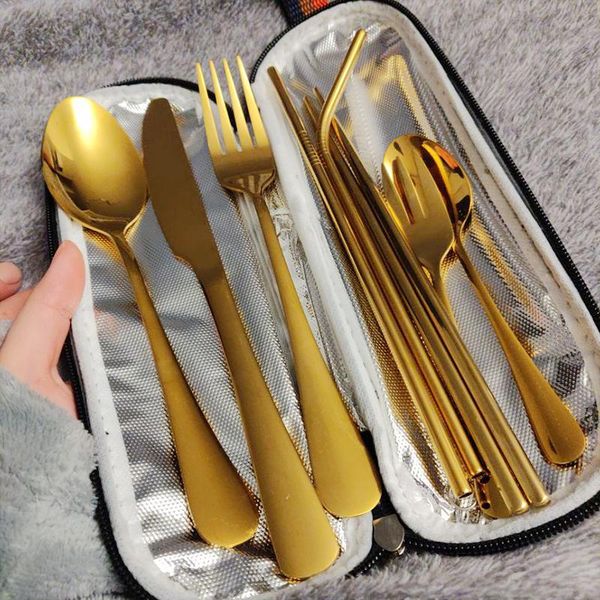 dinnerware sets 304 stainless steel cutlery set spoon knife fork chopsticks flatware with case reusable travel portable tableware
dinnerware sets 304 stainless steel cutlery set spoon knife fork chopsticks flatware with case reusable travel portable tableware
