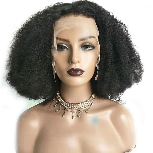 150% density afro kinky curly 13x4 brazilian virgin human hair lace front wigs middle part frontal wig for women baby hair1, Black;brown 
150% density afro kinky curly 13x4 brazilian virgin human hair lace front wigs middle part frontal wig for women baby hair1, Black;brown