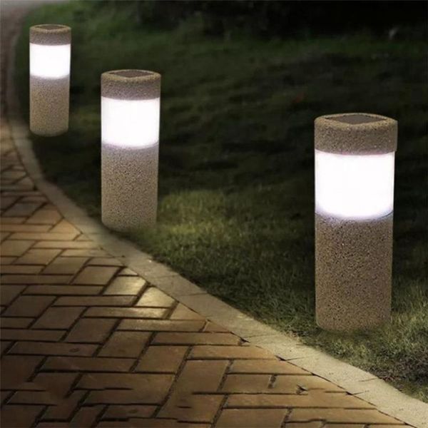 

solar lamps lawn light power stone pillar led lights outdoor garden pathway lamp waterproof patio courtyard landscape