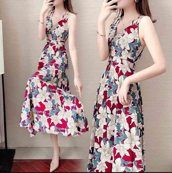 chiffon floral suspender dress women's summer style temperament slim beach long skirt, Black;gray
chiffon floral suspender dress women's summer style temperament slim beach long skirt, Black;gray