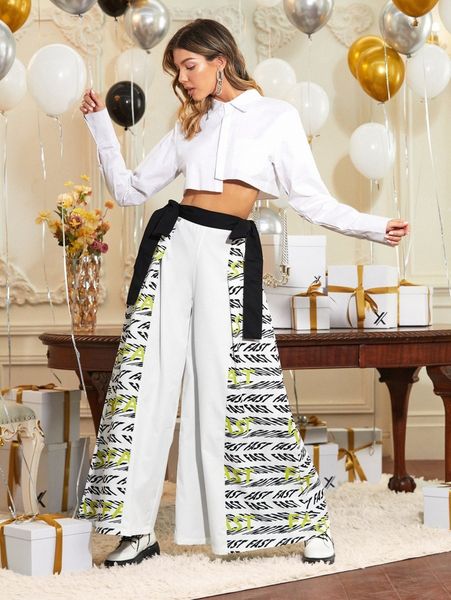 x karen santalices letter graphic knot side cut out wide leg reversible pants c4jn#, Black;white
x karen santalices letter graphic knot side cut out wide leg reversible pants c4jn#, Black;white