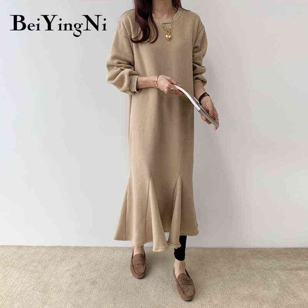 beiyingni chic korean style oversized sweatshirt dresses for womens solid o-neck loose vintage fleece thicken long midi dress y1204, Black;gray
beiyingni chic korean style oversized sweatshirt dresses for womens solid o-neck loose vintage fleece thicken long midi dress y1204, Black;gray