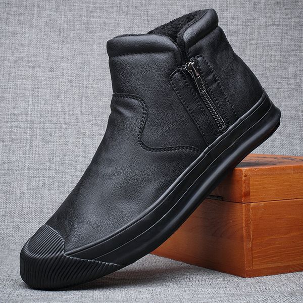 new winter men leather boots fashion fur inside warm high leather shoes man trend men warm shoes, Black
new winter men leather boots fashion fur inside warm high leather shoes man trend men warm shoes, Black