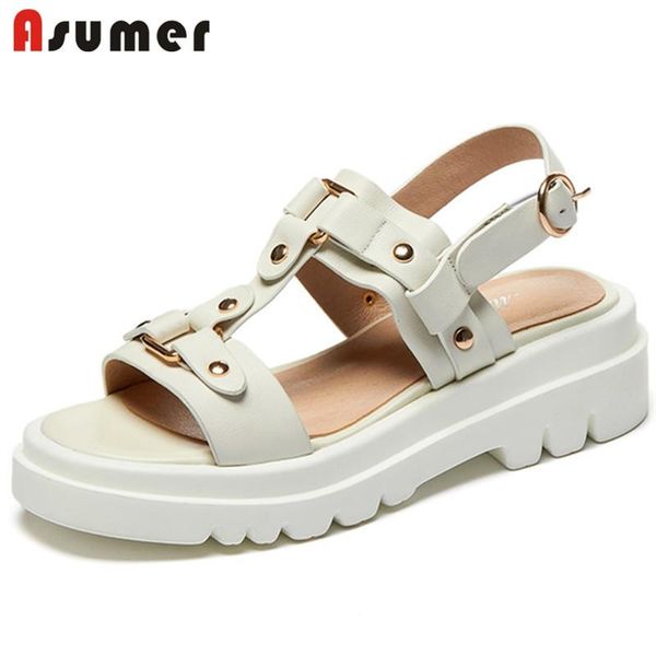 asumer 2021 flat platform shoes women sandals genuine leather footwear rivet buckle comfortable casual ladies, Black
asumer 2021 flat platform shoes women sandals genuine leather footwear rivet buckle comfortable casual ladies, Black