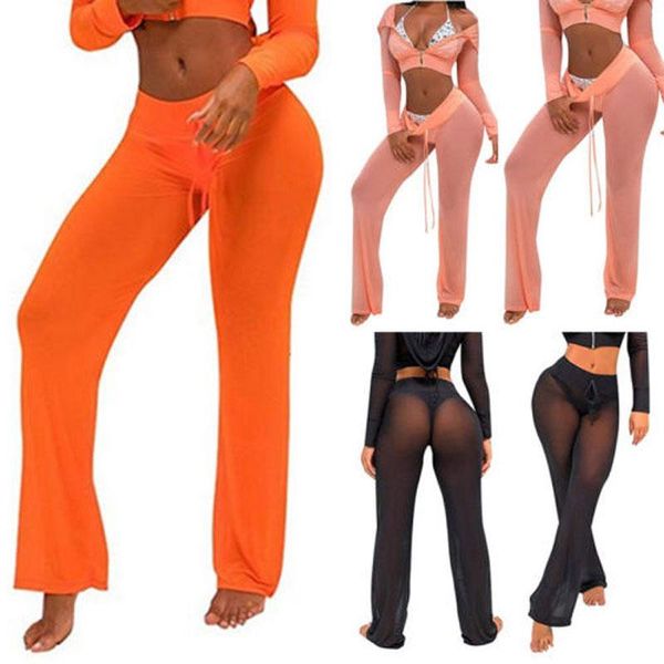 women pants 2021 beach mesh sheer bikini swimwear transparent long wide leg trousers women's & capris, Black;white
women pants 2021 beach mesh sheer bikini swimwear transparent long wide leg trousers women's & capris, Black;white
