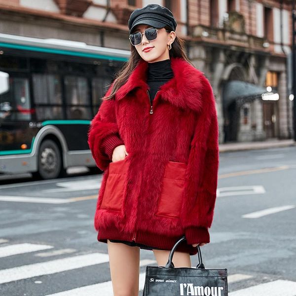 women's fur & faux natural real coat female genuine leather jacket winter women clothes 2021 korean vintage double-faced zt4263, Black
women's fur & faux natural real coat female genuine leather jacket winter women clothes 2021 korean vintage double-faced zt4263, Black