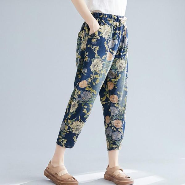women's pants & capris thhone autumn winter jeans women denim floral style casual trousers elastic high waist vintage print female, Black;white
women's pants & capris thhone autumn winter jeans women denim floral style casual trousers elastic high waist vintage print female, Black;white