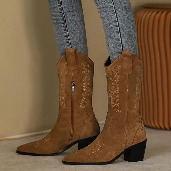 boots retro western cowboy mid-calf for women cow suede lady shoes pointed toe women's brand embossing chunky wedges boot, Black
boots retro western cowboy mid-calf for women cow suede lady shoes pointed toe women's brand embossing chunky wedges boot, Black