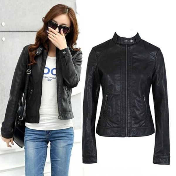 women's leather & faux women jacket single pimkie washed pu motorcycle slim female soft large size s-xxxl, Black
women's leather & faux women jacket single pimkie washed pu motorcycle slim female soft large size s-xxxl, Black
