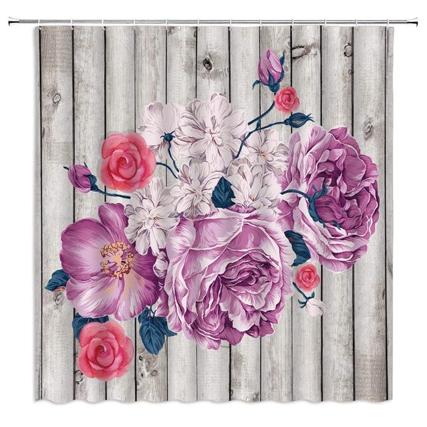rustic flower shower curtain pink rose flower bloosming on gray vintaeg wooden board retro country style bathroom decor
rustic flower shower curtain pink rose flower bloosming on gray vintaeg wooden board retro country style bathroom decor