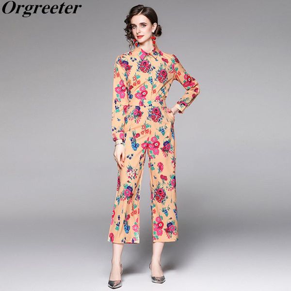 women's two piece pants runway fashion slim floral printing shirt sets women high waist wide leg ankle-length twinest suits, White
women's two piece pants runway fashion slim floral printing shirt sets women high waist wide leg ankle-length twinest suits, White