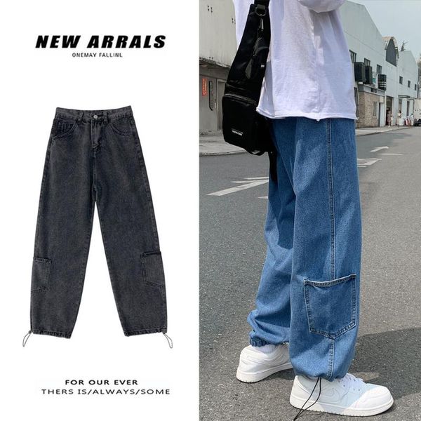 men's jeans multi-pocket loose straight leg wide-leg trousers waistband casual pants hiphop streetwear washed old denim, Blue
men's jeans multi-pocket loose straight leg wide-leg trousers waistband casual pants hiphop streetwear washed old denim, Blue
