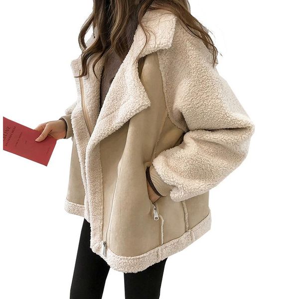 women's fur & faux winter warm parka jacket woman 2021 loose suede coat outerwear women short lamb cashmere motorcycle jackets female c, Black
women's fur & faux winter warm parka jacket woman 2021 loose suede coat outerwear women short lamb cashmere motorcycle jackets female c, Black