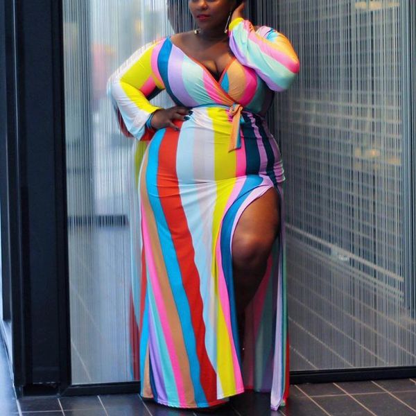 casual dresses african womens big size plus dress striped print v neck high waisted split floor length evening night club long, Black;gray
casual dresses african womens big size plus dress striped print v neck high waisted split floor length evening night club long, Black;gray