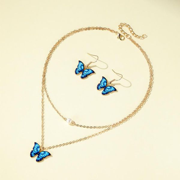 earrings & necklace fashion elegant butterfly necklaces and set for women colorful double-layer pearl female party jewelry, Silver
earrings & necklace fashion elegant butterfly necklaces and set for women colorful double-layer pearl female party jewelry, Silver