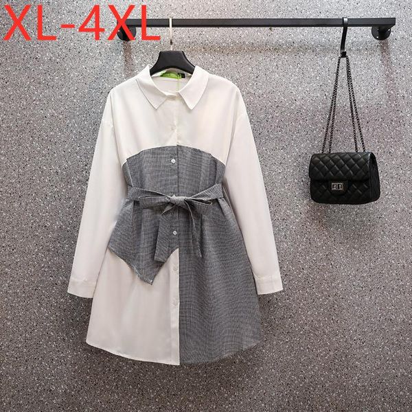 plus size t-shirt 2021 autumn for women fake two piece plaid print patchwork lace up casual t-shirts xl-4xl fit weight 55-95kg, Black
plus size t-shirt 2021 autumn for women fake two piece plaid print patchwork lace up casual t-shirts xl-4xl fit weight 55-95kg, Black