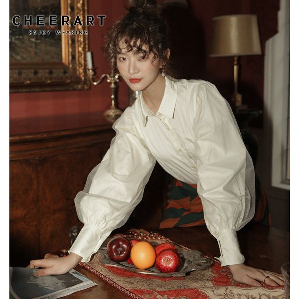 vintage mesh lantern sleeve womens and blouses long button up shirt ladies fall fashion 210427, White
vintage mesh lantern sleeve womens and blouses long button up shirt ladies fall fashion 210427, White