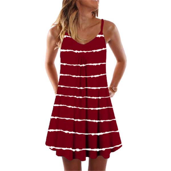 casual dresses women a-line sleeveless sling high street dress striped print short female summer beach mini, Black;gray
casual dresses women a-line sleeveless sling high street dress striped print short female summer beach mini, Black;gray