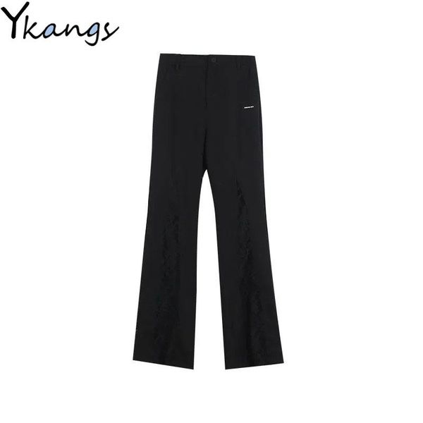women's pants & capris black lace patchwork slim high waist flared trousers women streetwear goth chic y2k korean pant harajuku overall, Black;white
women's pants & capris black lace patchwork slim high waist flared trousers women streetwear goth chic y2k korean pant harajuku overall, Black;white
