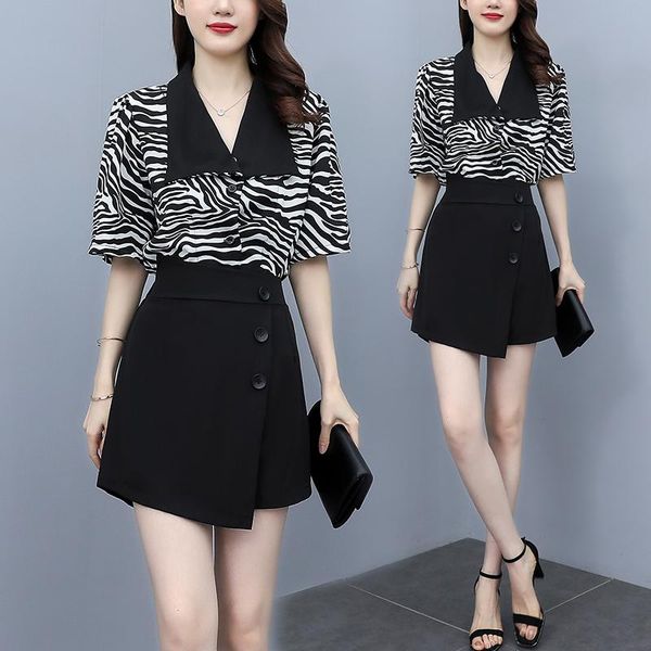 women's tracksuits summer fashion clothes set women short sleeve zebra pattern shirt high waist button shorts skirt female plus size 2, Gray
women's tracksuits summer fashion clothes set women short sleeve zebra pattern shirt high waist button shorts skirt female plus size 2, Gray