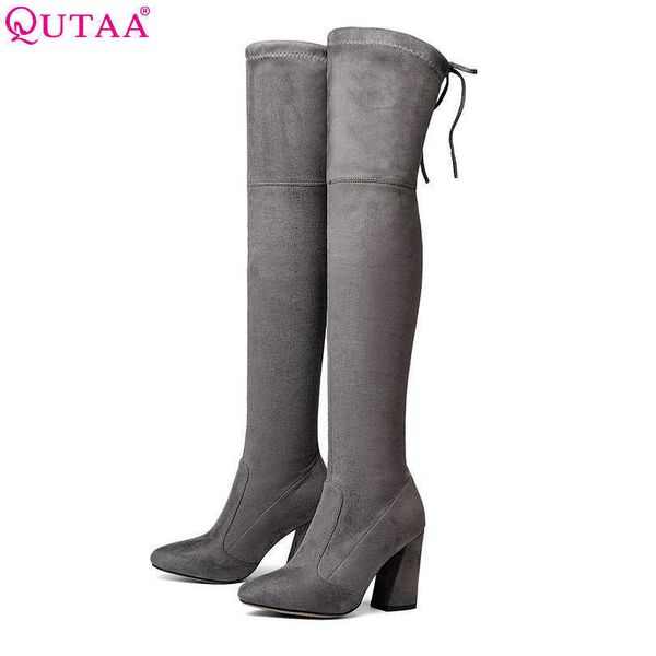 sucrb leather women over the knee boots lace up hoof heels shoes soild winter warm size 34-43 210528, Black
sucrb leather women over the knee boots lace up hoof heels shoes soild winter warm size 34-43 210528, Black