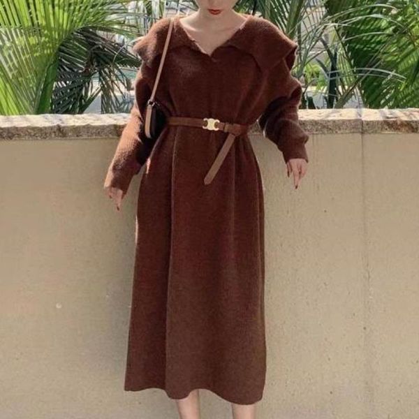 casual dresses women autumn winter knitted long sleeve sailor collar dress korean fashion loose sweater jumper robe vestido de mujer, Black;gray
casual dresses women autumn winter knitted long sleeve sailor collar dress korean fashion loose sweater jumper robe vestido de mujer, Black;gray