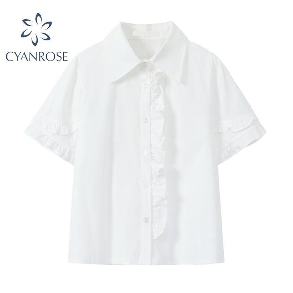 women's blouses & shirts 2021 summer short sleeve women blouse korean preppy style turn down collar tree design cute sweet casual, White
women's blouses & shirts 2021 summer short sleeve women blouse korean preppy style turn down collar tree design cute sweet casual, White