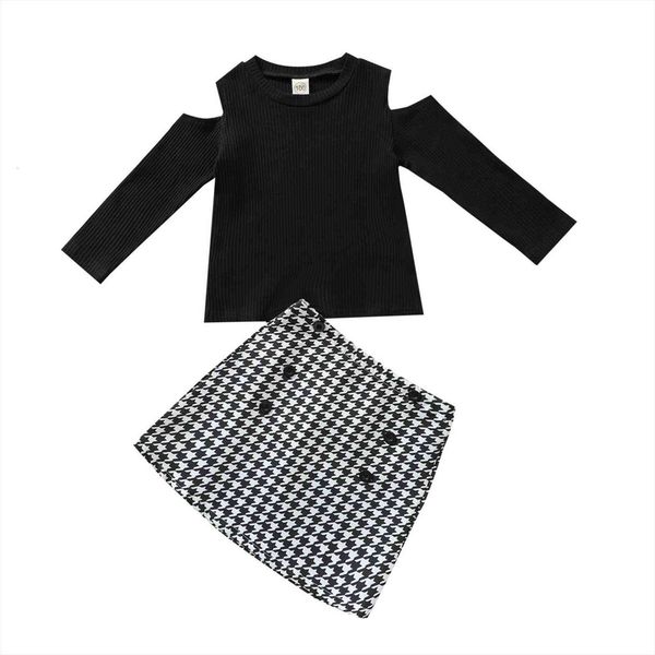 2 pcs infant casual outfits, baby cold shoulder solid color long sleeve round neck pullover houndstooth print skirt, White
2 pcs infant casual outfits, baby cold shoulder solid color long sleeve round neck pullover houndstooth print skirt, White