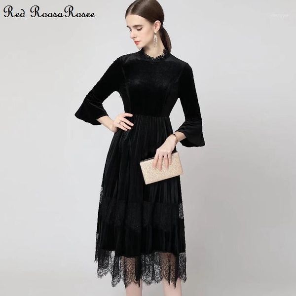 casual dresses red roosarosee fashion autumn women stand collar flare sleeve patchwork black velvet party vestidos female dress, Black;gray
casual dresses red roosarosee fashion autumn women stand collar flare sleeve patchwork black velvet party vestidos female dress, Black;gray