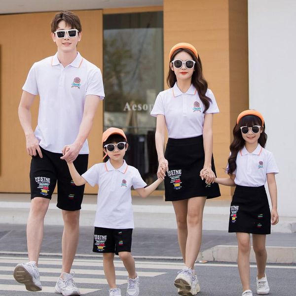family matching outfits summer style clothing white t-shirt short pants mother daughter dress father son clothes set, Blue
family matching outfits summer style clothing white t-shirt short pants mother daughter dress father son clothes set, Blue