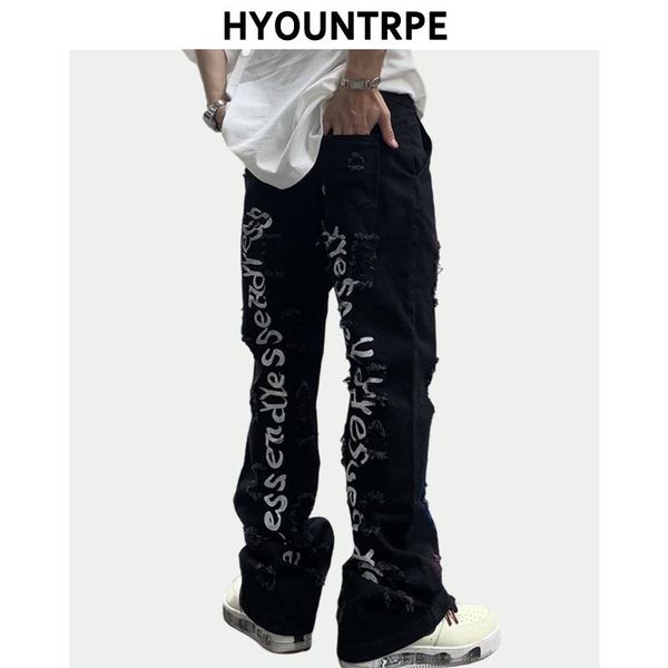 men's jeans fashion back letters printed denim flare mens zipper straight trouser hip hop destroy holes streetwear jean pants joggers, Blue
men's jeans fashion back letters printed denim flare mens zipper straight trouser hip hop destroy holes streetwear jean pants joggers, Blue