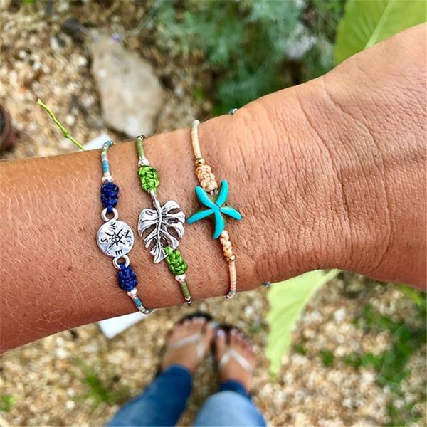 simple women's bracelet set decorations 3 leaf compass starfish braided fashion jewelry wholesale charm bracelets, Golden;silver
simple women's bracelet set decorations 3 leaf compass starfish braided fashion jewelry wholesale charm bracelets, Golden;silver