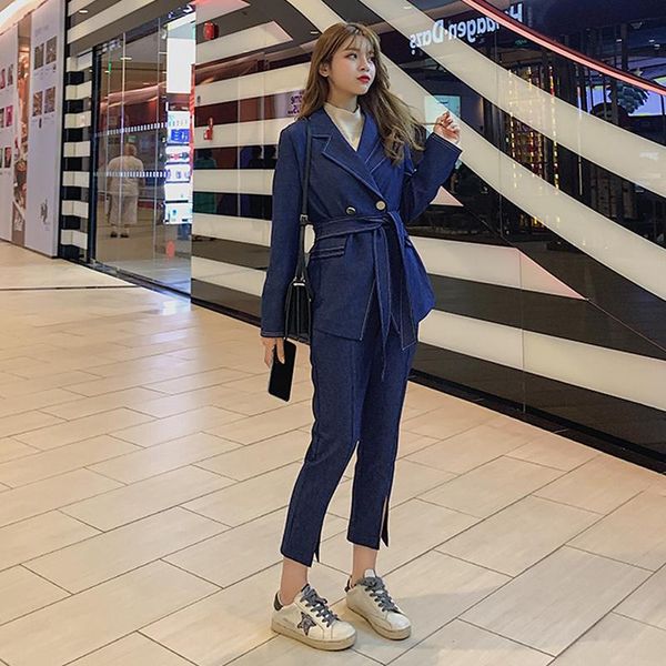 blazer autumn casual trouser double breasted suit set nine pants two sets 2021 drop women's piece, White
blazer autumn casual trouser double breasted suit set nine pants two sets 2021 drop women's piece, White