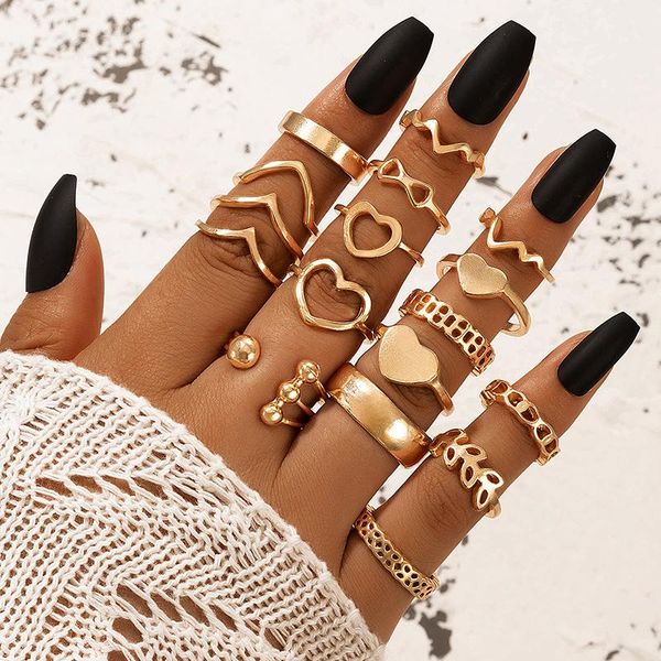 wedding rings 17pcs/set vintage gold color heart ring set for women ins opening hollow geometry alloy jewelry accessories anillos 180, Slivery;golden
wedding rings 17pcs/set vintage gold color heart ring set for women ins opening hollow geometry alloy jewelry accessories anillos 180, Slivery;golden