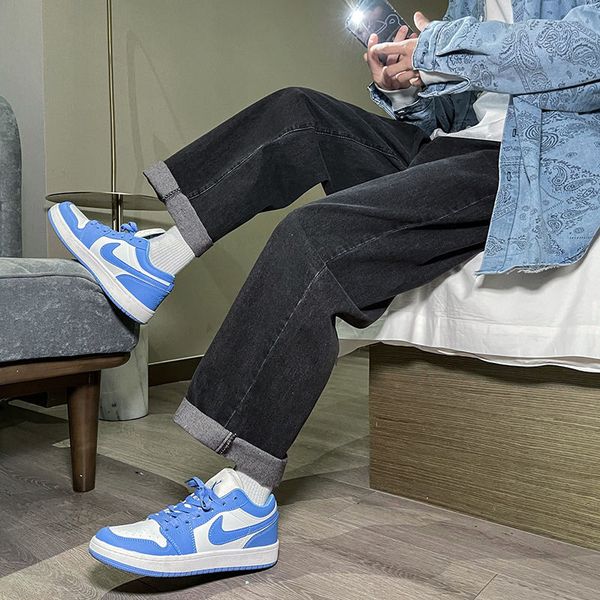 men's jeans long-legged brem trousers of cotton casual retro-male fashion baggy men's pants korean streetwear loosened hip-hop den, Blue
men's jeans long-legged brem trousers of cotton casual retro-male fashion baggy men's pants korean streetwear loosened hip-hop den, Blue