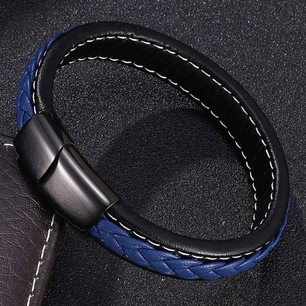 charm bracelets simple style men's hand-woven leather bracelet black high-quality metal buckle wristband gift bb0009, Golden;silver
charm bracelets simple style men's hand-woven leather bracelet black high-quality metal buckle wristband gift bb0009, Golden;silver