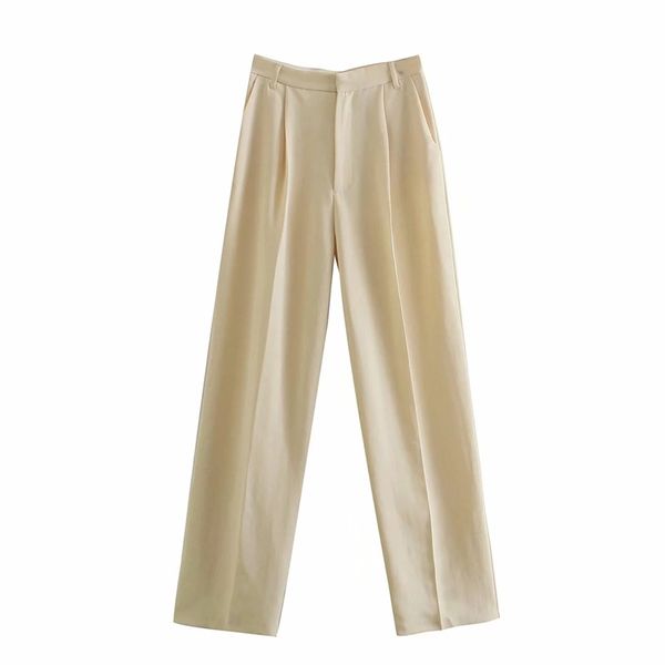 women fashion office wear side pockets straight pants vintage high waist wide-leg female full length trousers mujer 210520, Black;white
women fashion office wear side pockets straight pants vintage high waist wide-leg female full length trousers mujer 210520, Black;white
